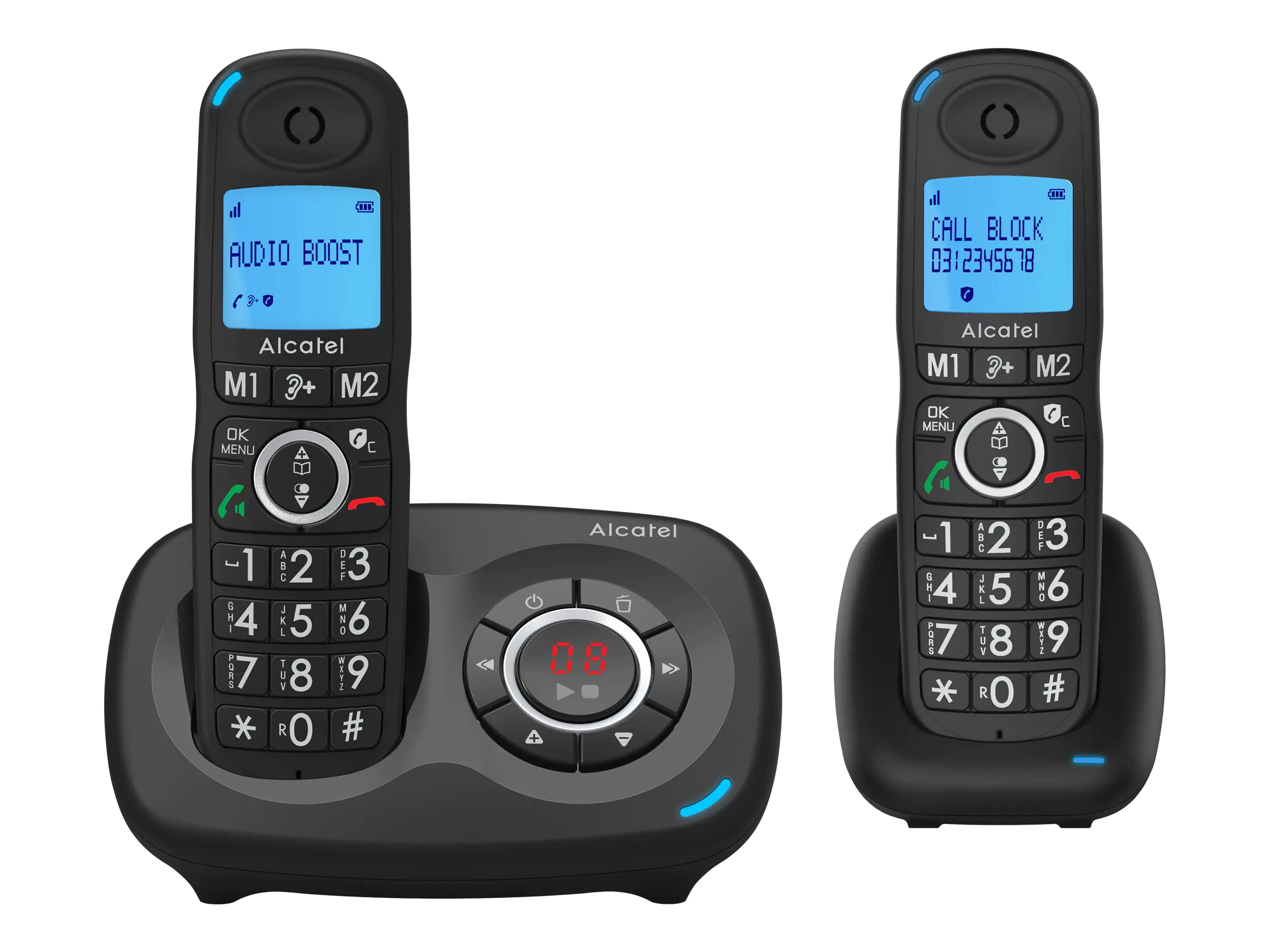 Alcatel XL595B Voice Duo - Schnurlostelefon - Anrufbeantworter mit Rufnummernanzeige - dreiweg Anruffunktion - Schwarz + zusätzliches Handset