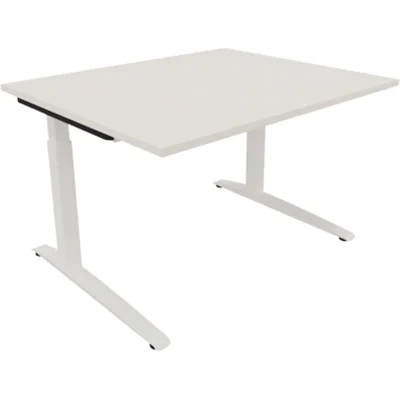 Schreibtisch Kufe Einzels. Quadrat B1200xT1000xH650-850 ws/Weiß