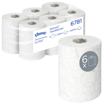 Kleenex® Handtuchrolle UltraT SlimrollT 19,8 cm x 100 m (B x L) AirflexT, 100 % recycelbar weiß 6 Rl./Pack.