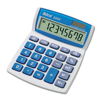ibico Tischrechner 208X IB410062 8Zeichen Solar/Batterie weiß/blau