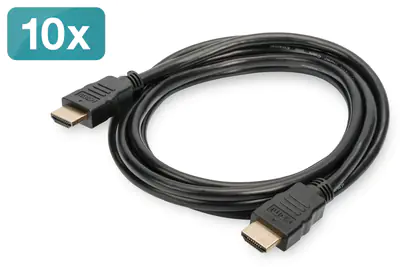 ASSMANN - Highspeed - HDMI-Kabel mit Ethernet - HDMI männlich zu HDMI männlich - 2 m - Schwarz - 4K Unterstützung (Packung mit 10)