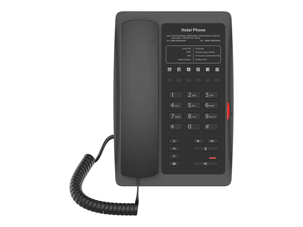 Fanvil H3W - VoIP-Telefon mit Rufnummernanzeige - SIP, RTCP, RTP, SRTP, SIP v2 over TLS, SIP v2 over UDP, SIP v2 over TCP - 2 Leitungen - Schwarz
