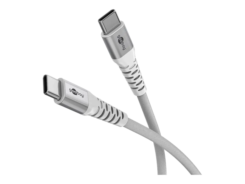 Wentronic USB-C -auf-USB-C -Textilkabel mit Metallsteckern 0.5 m weiß - elegantes und