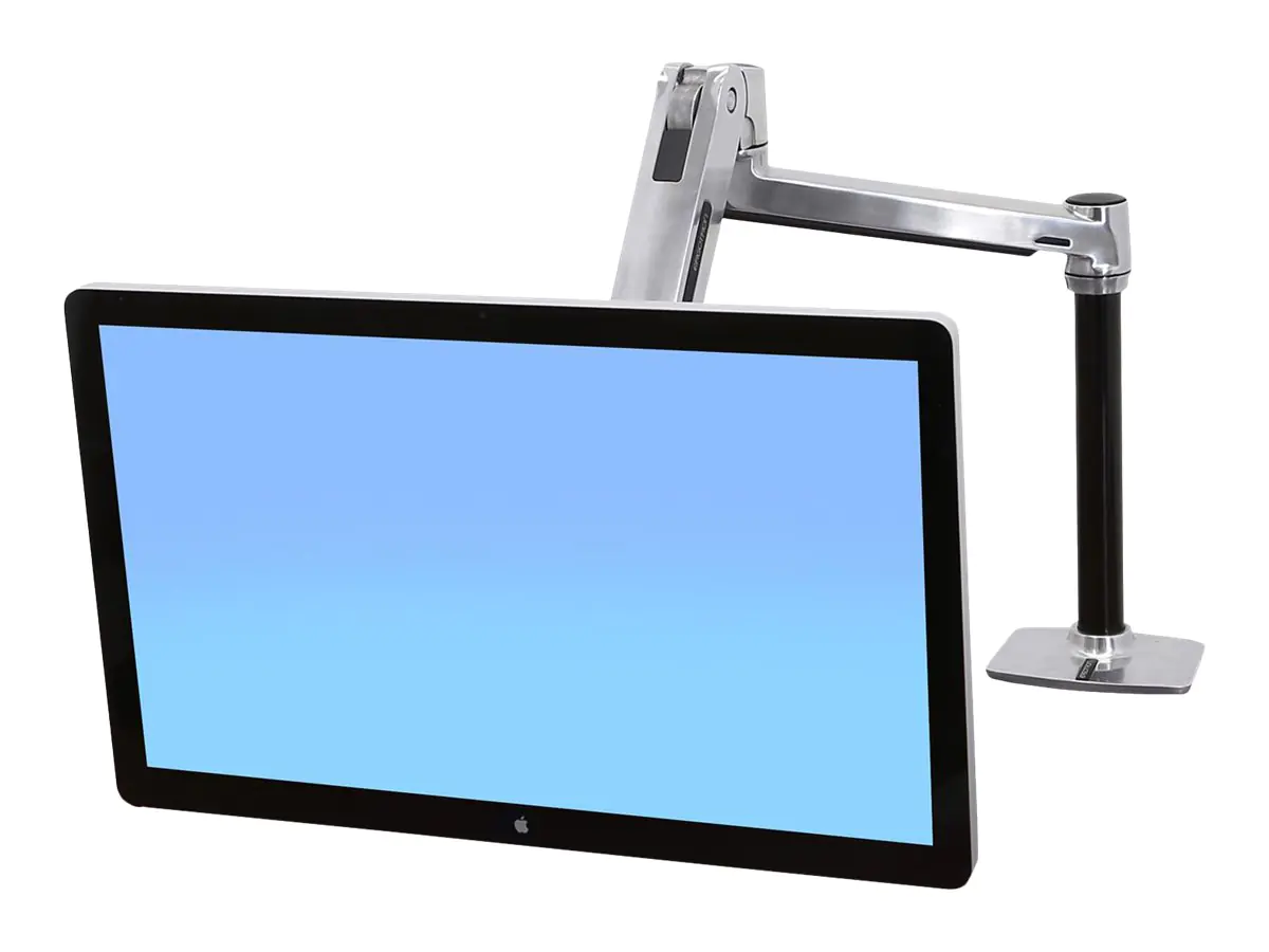 Ergotron LX HD Sit-Stand - Befestigungskit (Gelenkarm, Stange, VESA-Adapter, Tisch-Klemme, Befestigung für Kabeldurchgang) - Konstante Krafttechnologie - für LCD-Display - Polished Aluminum - Bildschirmgröße: up to 124.5 cm (up to 49")