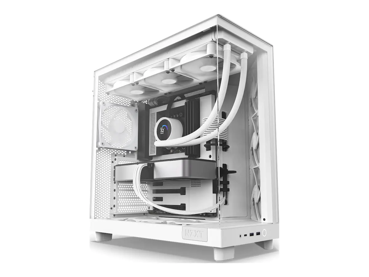 NZXT H series H6 Flow - Mid tower - ATX - Seitenteil mit Fenster (gehärtetes Glas) - keine Spannungsversorgung - Mattes Weiß - USB/Audio