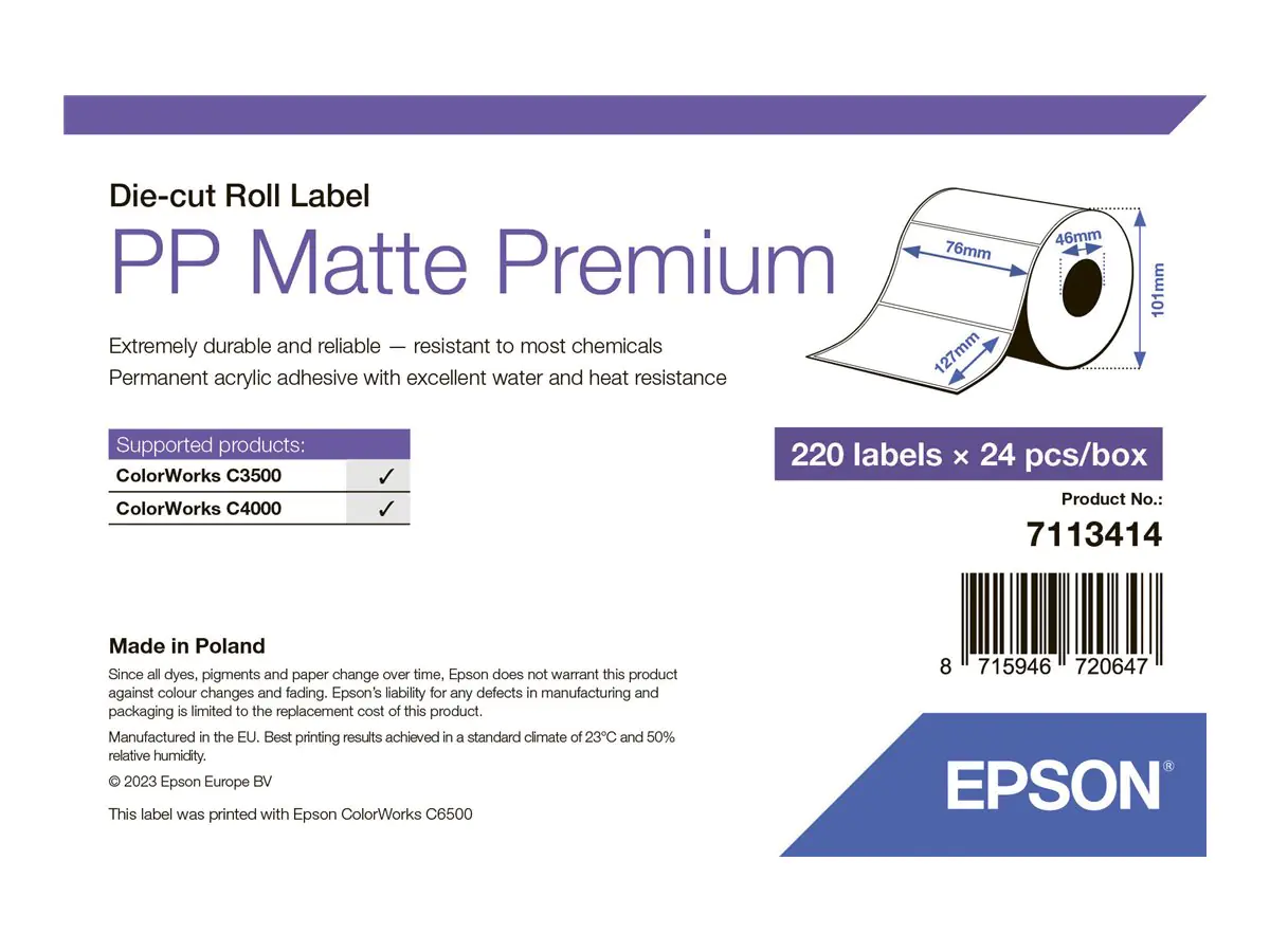 Epson Premium - Polypropylen (PP) - matt - permanenter Acrylklebstoff - 76 x 127 mm 5280