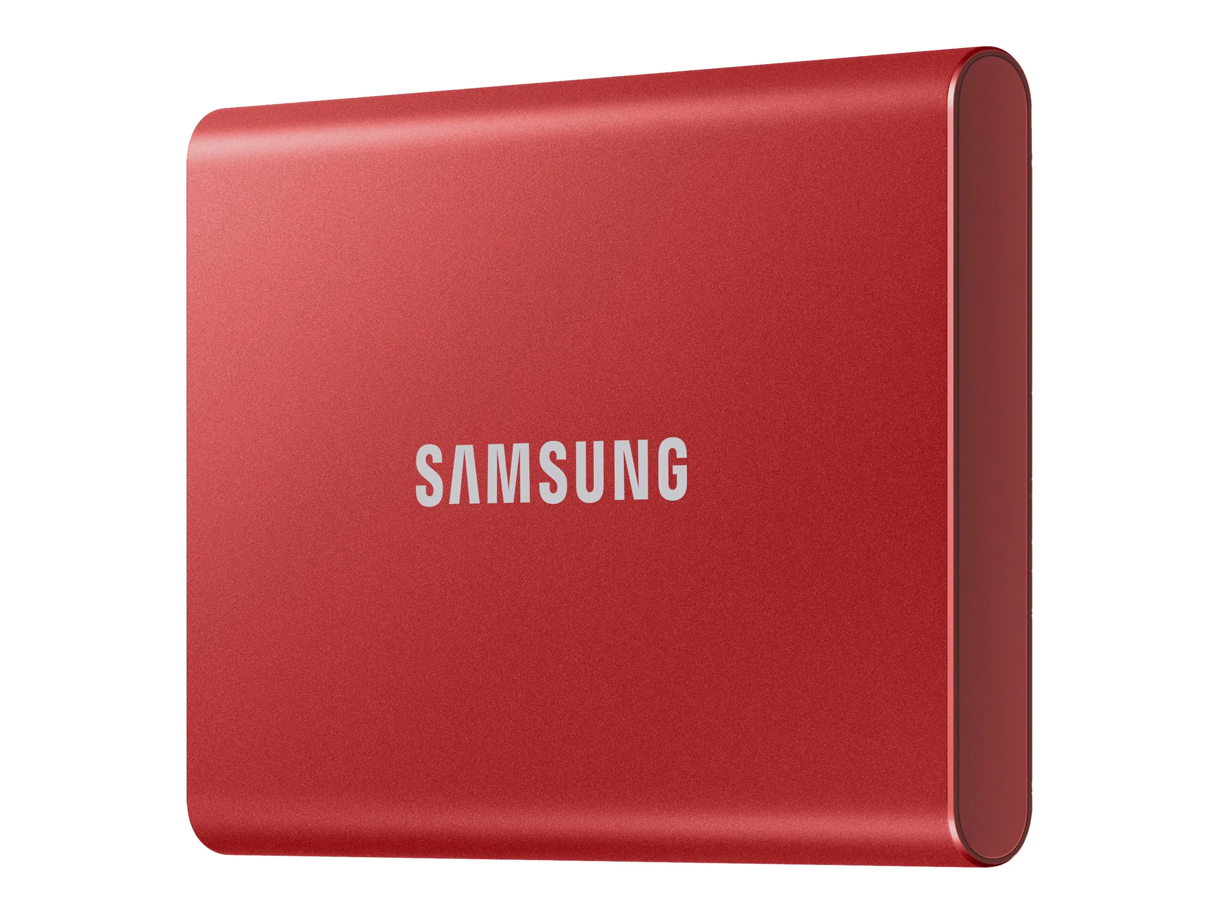 Samsung T7 MU-PC500R - SSD - verschlüsselt - 500 GB - extern (tragbar) - USB 3.2 Gen 2 (USB-C Steckverbinder) - 256-Bit-AES - metallisch rot