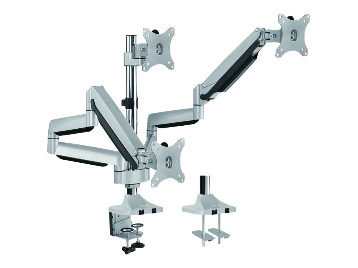 LogiLink - Befestigungskit - einstellbarer Arm - für 3 LCD-Anzeigen - Aluminium - Bildschirmgröße: 33-81.3 cm (13"-32") - Tischmontage