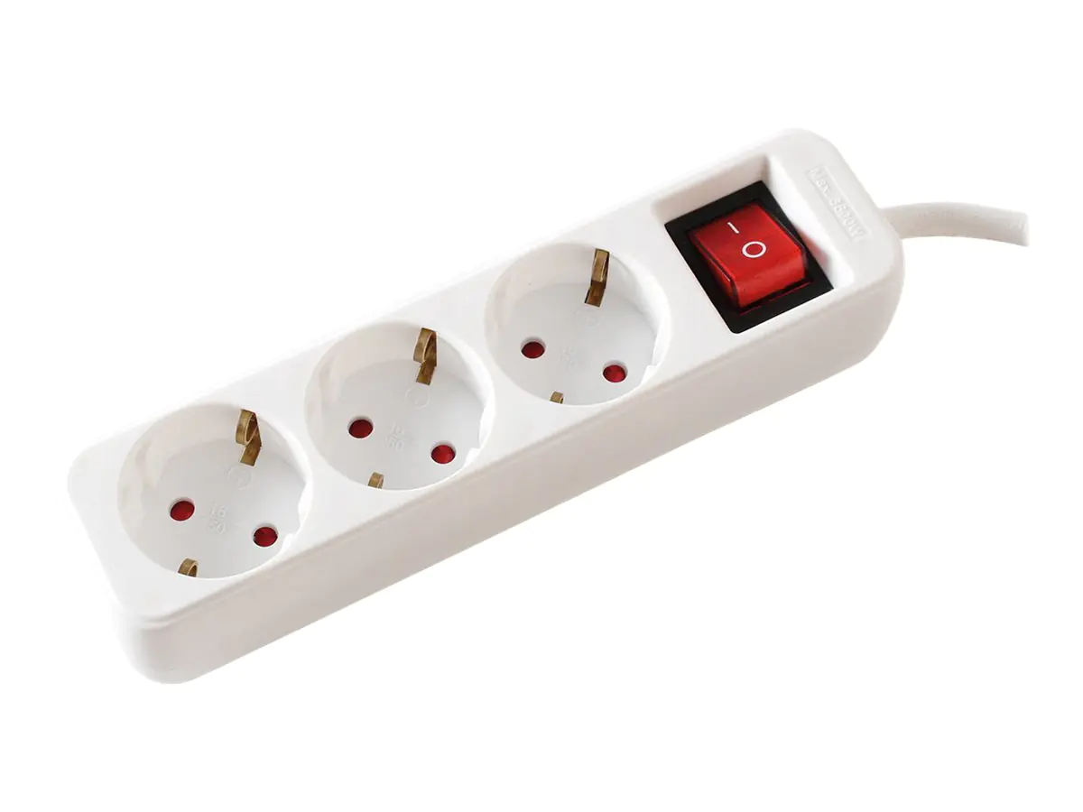 VALUE - Steckdosenleiste - Wechselstrom 250 V - 3600 Watt - Eingabe, Eingang CEE 7/4 - Ausgangsanschlüsse: 3 (3 x CEE 7/4) - 10 m Schnur - weiß