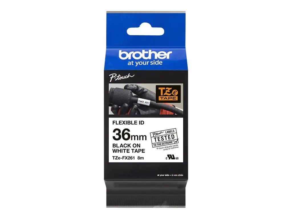 Brother TZe-FX261 - Schwarz auf Weiß - Rolle (3,56 cm x 8 m) 1 Kassette(n) Flexitape - für P-Touch PT-3600, 530, 550, 9200, 9400, 9500, 9600, 9700, 9800, D800, E800, P900, P950