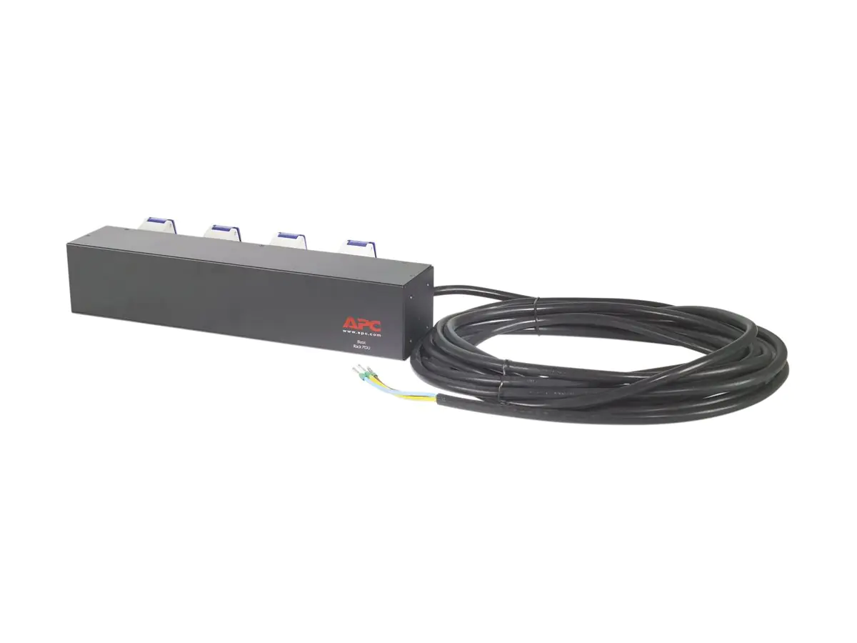 APC Basic Rack PDU - Steckdosenleiste (Rack - einbaufähig) - Wechselstrom 230 V - Eingabe, Eingang fest verdrahtet - Ausgangsanschlüsse: 4 (IEC 60309) - 2U - 48.3 cm (19") - 8.5 m Schnur - Schwarz - für P/N: SCL400RMJ1U, SCL500RMI1UC, SCL500RMI1UNC, SMTL1