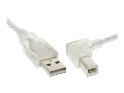 InLine - USB-Kabel - USB Typ B (M) zu USB (M) - USB 2.0 - 50 cm - 90° Stecker - durchsichtig