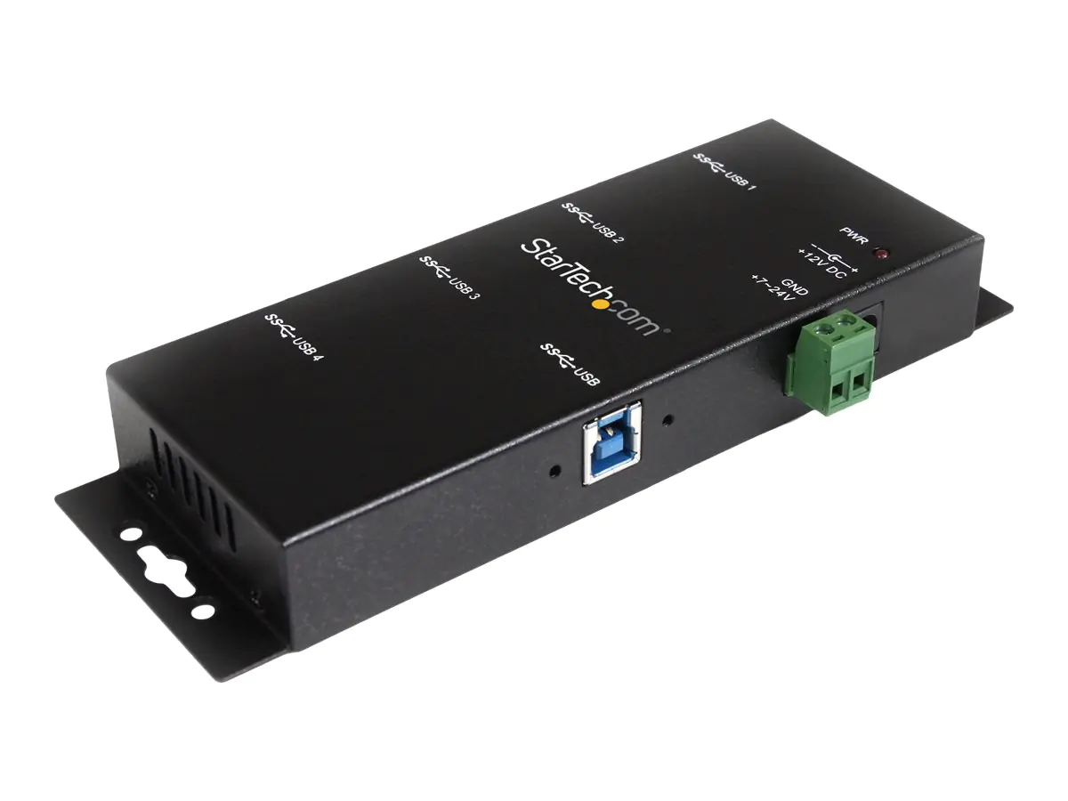 StarTech Montierbarer 4 Port Industrieller USB 3.0 SuperSpeed Hub inkl. Netzteil - Hub - 4 x SuperSpeed USB 3.0 - Desktop - Gleichstrom - für P/N: ITB20D3250, MSDREADU2OTG, SVA12M5NA, USB312SAT3CB, USB315CB2M, USBLTM1MBK, USBLTM1MWH