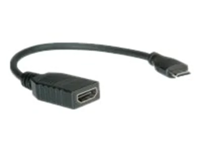 Roline - HDMI-Kabel mit Ethernet - 19 pin mini HDMI Type C männlich zu HDMI weiblich - 15 cm - abgeschirmt - Schwarz