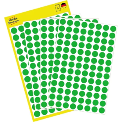 Avery Zweckform Avery 3592, Grün, Kreis, Papier, 8 mm, 416 Stück(e), 104 Stück(e)