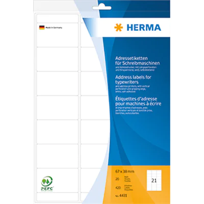 HERMA Adressetikett 4431 67x38mm weiß 420 St./Pack.