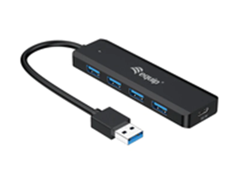 Equip 4-Port-USB-3.2 Gen 1-Hub und Adapter für USB-C, USB 3.2 Gen 1 (3.1 Gen 1) Type-A, USB 3.2 Gen 1 (3.1 Gen 1) Type-A, 5000 Mbit/s, Schwarz, 0,15 m, China 128959
