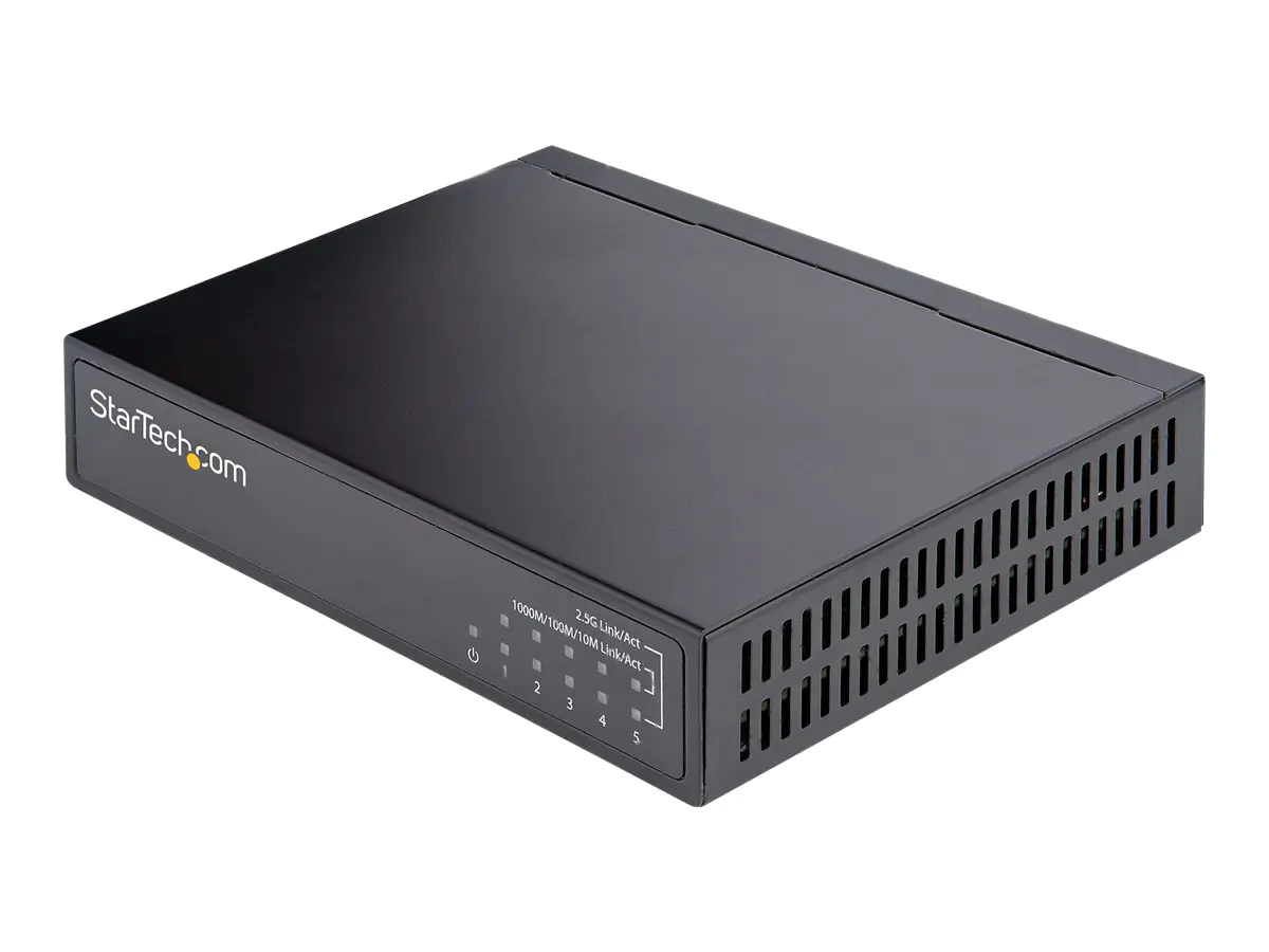 StarTech 5 Port Gigabit Switch - Unverwalteter 2.5Gbit/s Switch - Office-/Heimnetzwerk/Lan Switch/Verteiler für Tisch/Wandmontage - Rückwärtskompatibel mit 10/100/1000Mbit/s - Ganzmetall (DS52000) - Switch - unmanaged - 5 x 10/100/1000/2.5G - wandmontierb