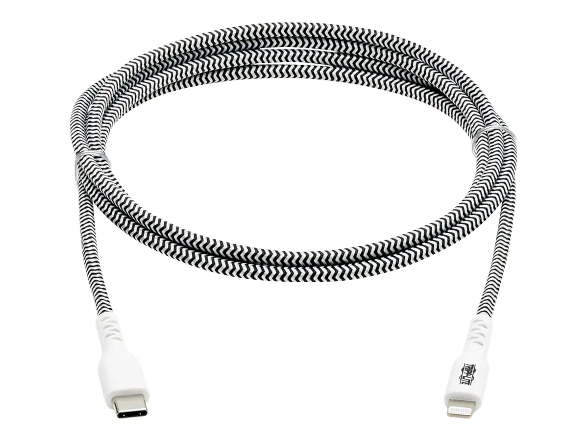Eaton Tripp Lite Series Heavy-Duty USB-C to Lightning Sync/Charge Cable, MFi Certified - M/M, USB 2.0, 10 ft. (3.05 m) - Lightning-Kabel - 24 pin USB-C männlich zu Lightning männlich - 3 m - Schwarz, weiß