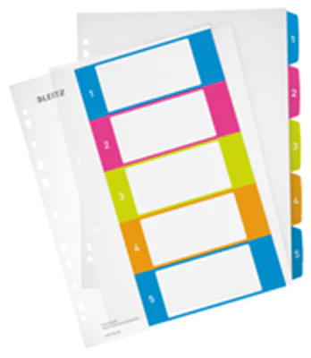 Leitz Register WOW 12410000 DIN A4 1-5 volle Höhe PP farbig
