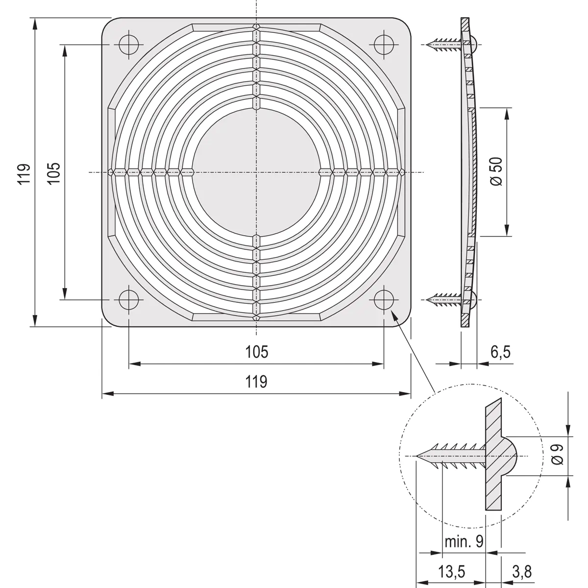 SCHROFF LUEFTERGITTER EINCLIPSBAR 60225052