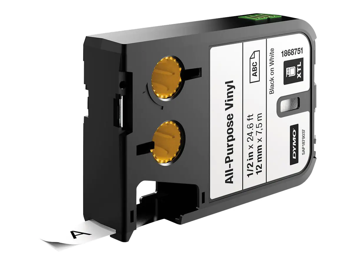 Dymo Schriftband 1868751 permanent 12 mm 7 m schwarz auf weiß Vinyl-Klebeband