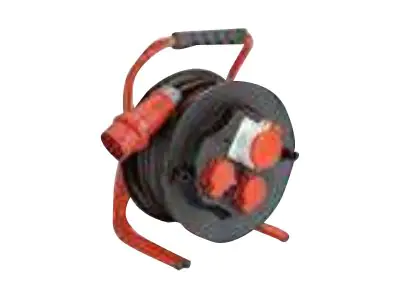 Bachmann - Verlängerungsrolle - AC 250/400 V - Eingabe, Eingang Eurostecker - Ausgangsanschlüsse: 3 (CEE 7/4, 2 x Euro-Stecker (Stecker CEE 7/16)) - 25 m Schnur - Schwarz