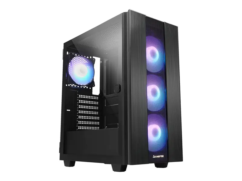 Chieftec Gamer Series Hunter 2 - Tower Gaming - ATX - Seitenteil mit Fenster (gehärtetes Glas) - keine Spannungsversorgung (ATX) - Schwarz - USB/Audio