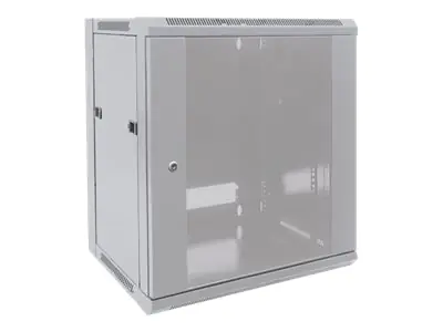 Intellinet Network Cabinet, Wall Mount (Standard), 9U, Usable Depth 260mm/Width 510mm, Grey, Flatpack, Max 60kg, Metal & Glass Door, Back Panel, Removeable Sides, Suitable also for use on desk or floor, 19", Parts for wall install (eg screws/rawl plugs) n