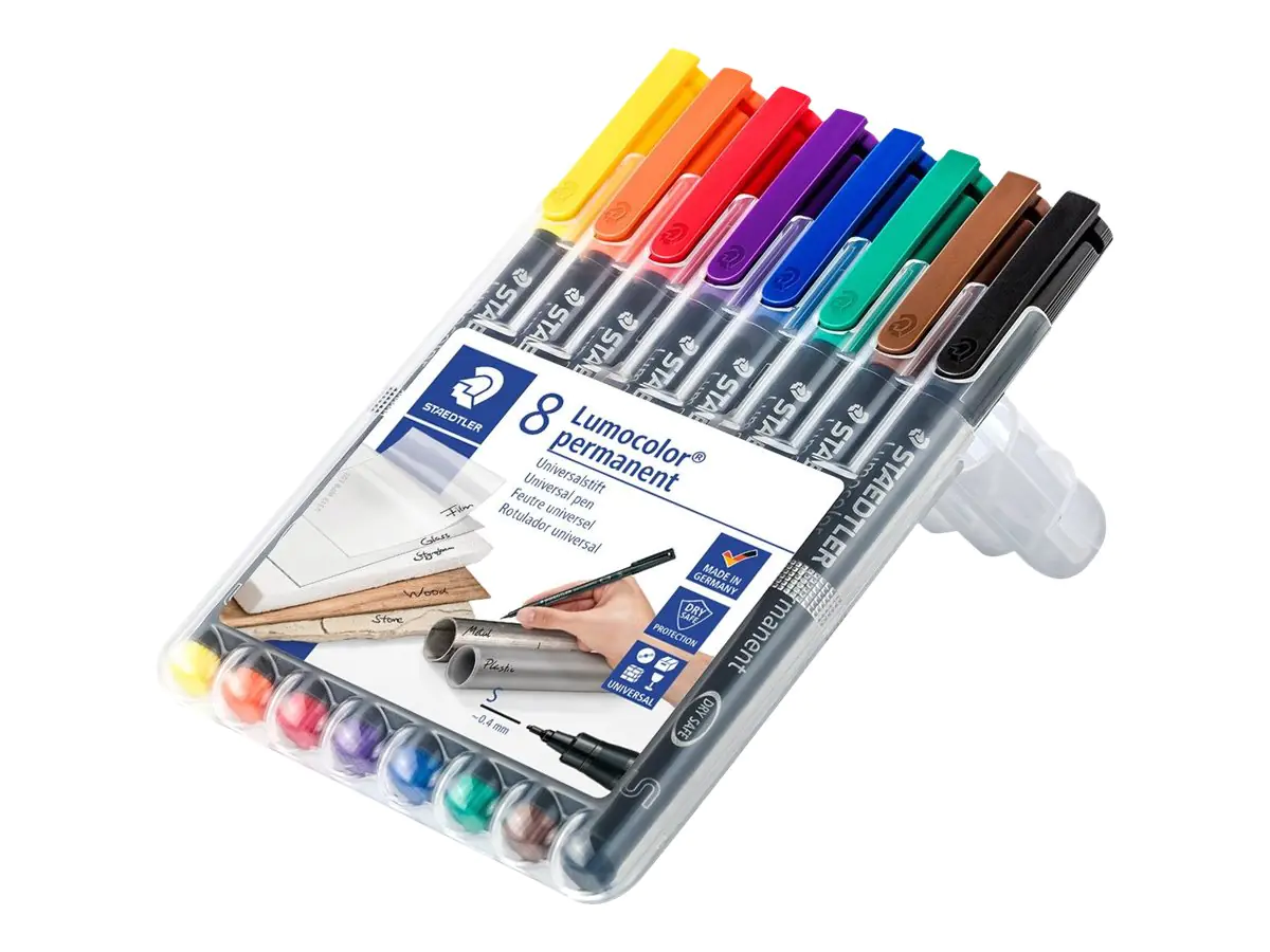 STAEDTLER Lumocolor 313 - Marker - permanent - für Overhead-Projektor-Folien - gemischte Farben - 0.4 mm - extrafein (Packung mit 8) 313 WP8
