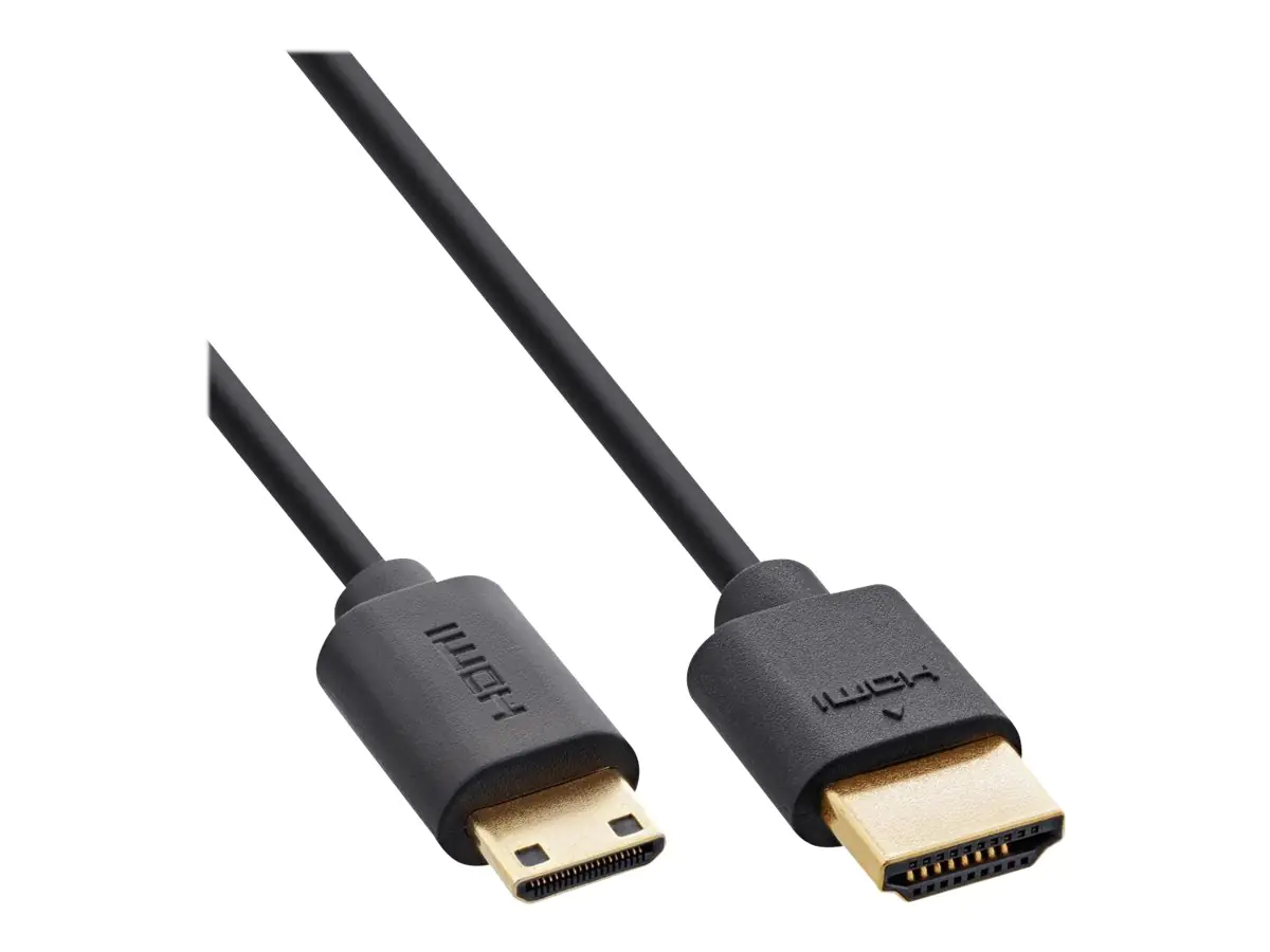 InLine - Ultra High Speed - HDMI-Kabel mit Ethernet - HDMI männlich zu 19 pin mini HDMI Type C männlich - 1 m - Dreifachisolierung - Schwarz - Unterstützung für 3D-Video