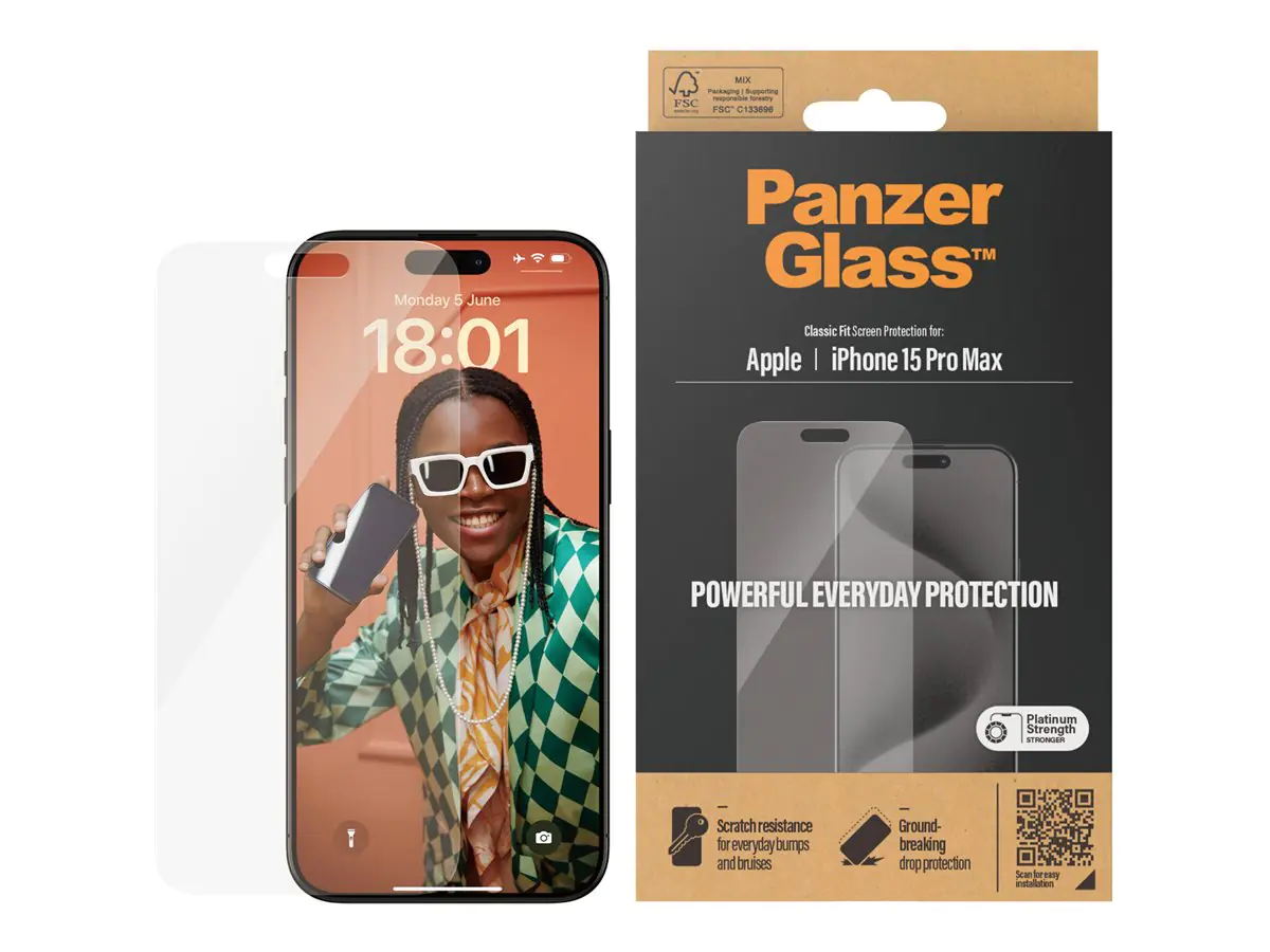 PanzerGlass - Bildschirmschutz für Handy - 6.7" - für Apple iPhone 15 Pro Max