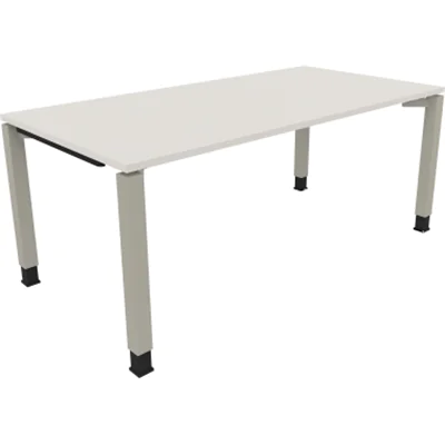 Schreibtisch Vierfuß Quadratrohr B1800xT900xH680-820 si/Weiß