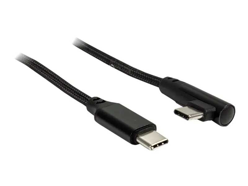 Inter-Tech - USB-Kabel - 24 pin USB-C (M) gerade zu 24 pin USB-C (M) gewinkelt - 1 m