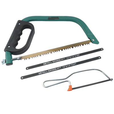 BRÜDER MANNESMANN WERKZEUGE Säge Bügelsäge 300mm inkl. 3 Sägeblätter (1 x Holz, 2 x Metall), Haushaltssägebogen Metall grün/schwarz