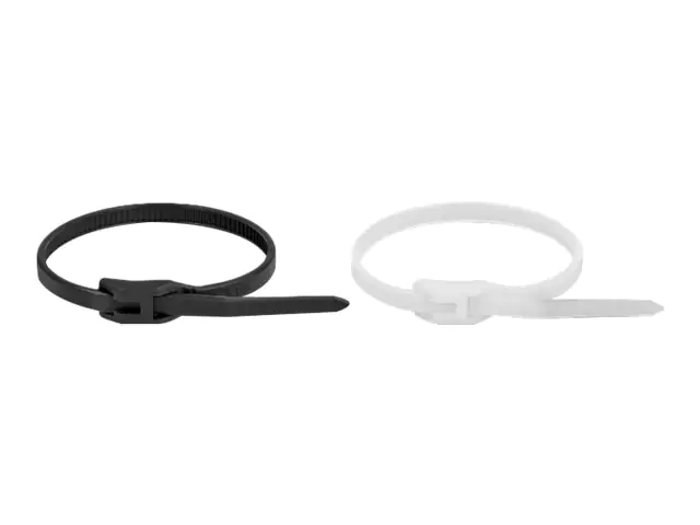 Delock Kabelbinder - mit flachem Kopf - 37 cm - Schwarz, durchsichtig (Packung mit 100)
