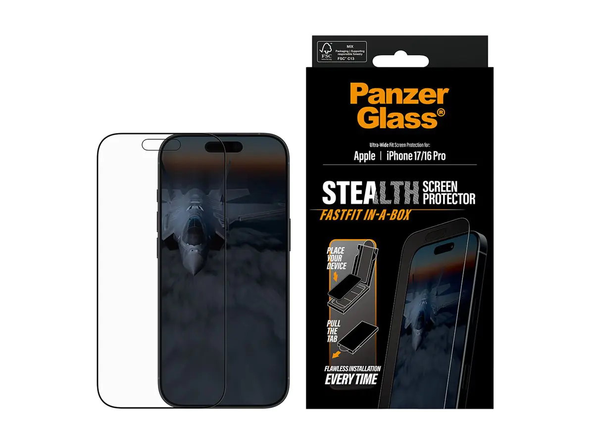 PanzerGlass Stealth Screen Protector w. black Frame iPhone 17/16 Pro