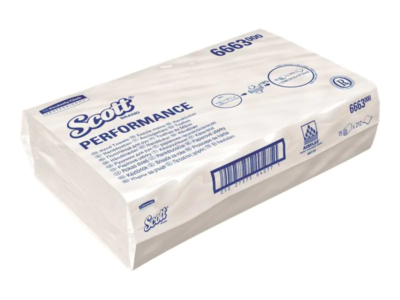 Scott PERFORMANCE Medium - Papiertücher - AIRFLEX-Gewebe - 212 Blätter - Interfold-Falzung - weiß (Packung mit 15) 6663