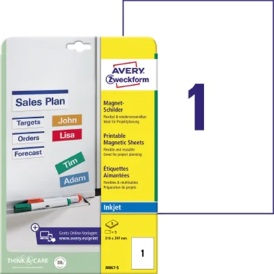 Etikett Magnetschild 210x297mm A4 Inkjet ws 5Blatt 5St