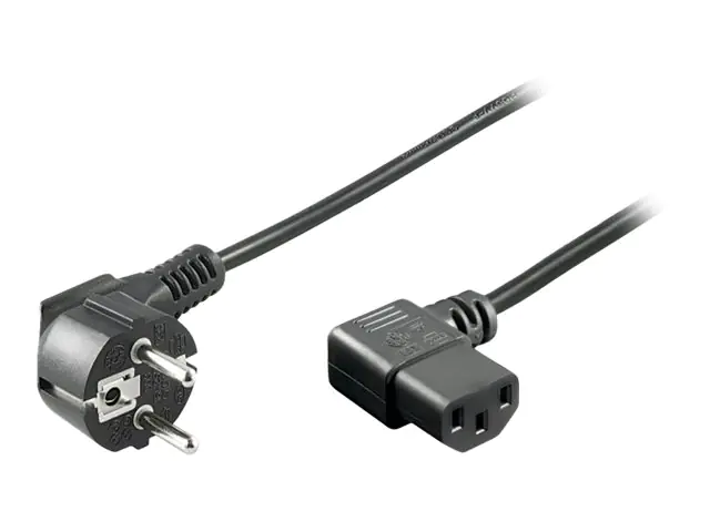 goobay - Stromkabel - power IEC 60320 C13 zu power CEE 7/7 (M) - Wechselstrom 250 V - 1.5 m - rechts-gewinkelter Stecker - Schwarz