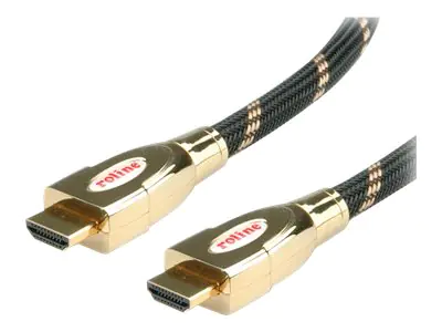 Roline Gold HDMI Ultra HD with Ethernet - HDMI-Kabel mit Ethernet - HDMI männlich zu HDMI männlich - 1 m - Doppelisolierung - schwarz-gold