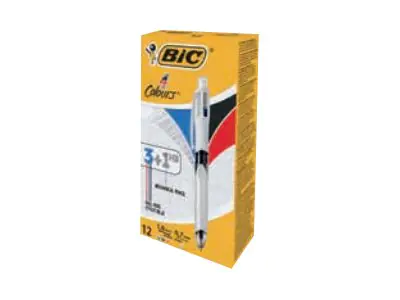 BIC 4Colours, Clip, Clip-on-Einziehkugelschreiber, Schwarz, Blau, Grün, Rot, 12 Stück(e) 942104