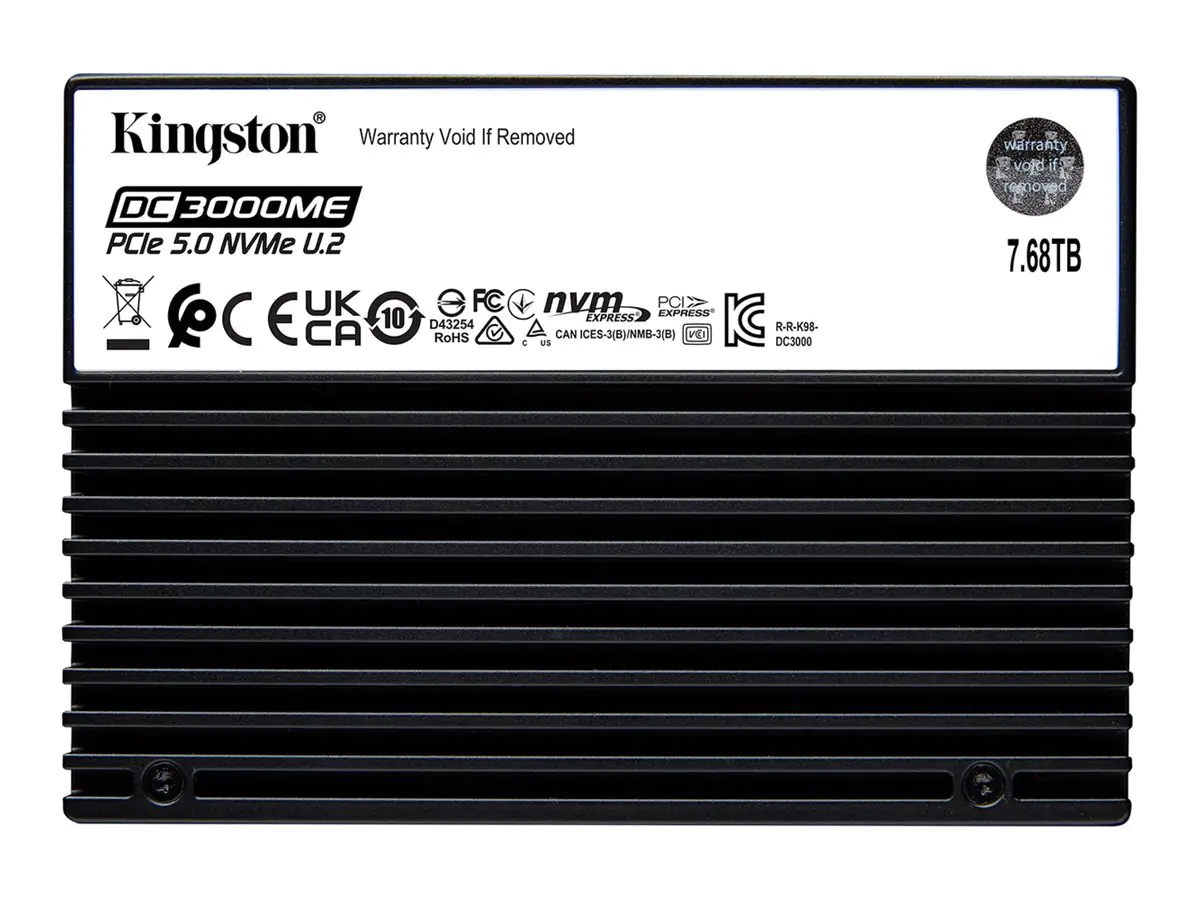 Kingston DC3000ME - SSD - Enterprise - verschlüsselt - 7.68 TB - intern - 2.5" (6.4 cm) - U.2 PCIe 5.0 x4 (NVMe) - 256-Bit-AES - TCG Opal Encryption 2.0