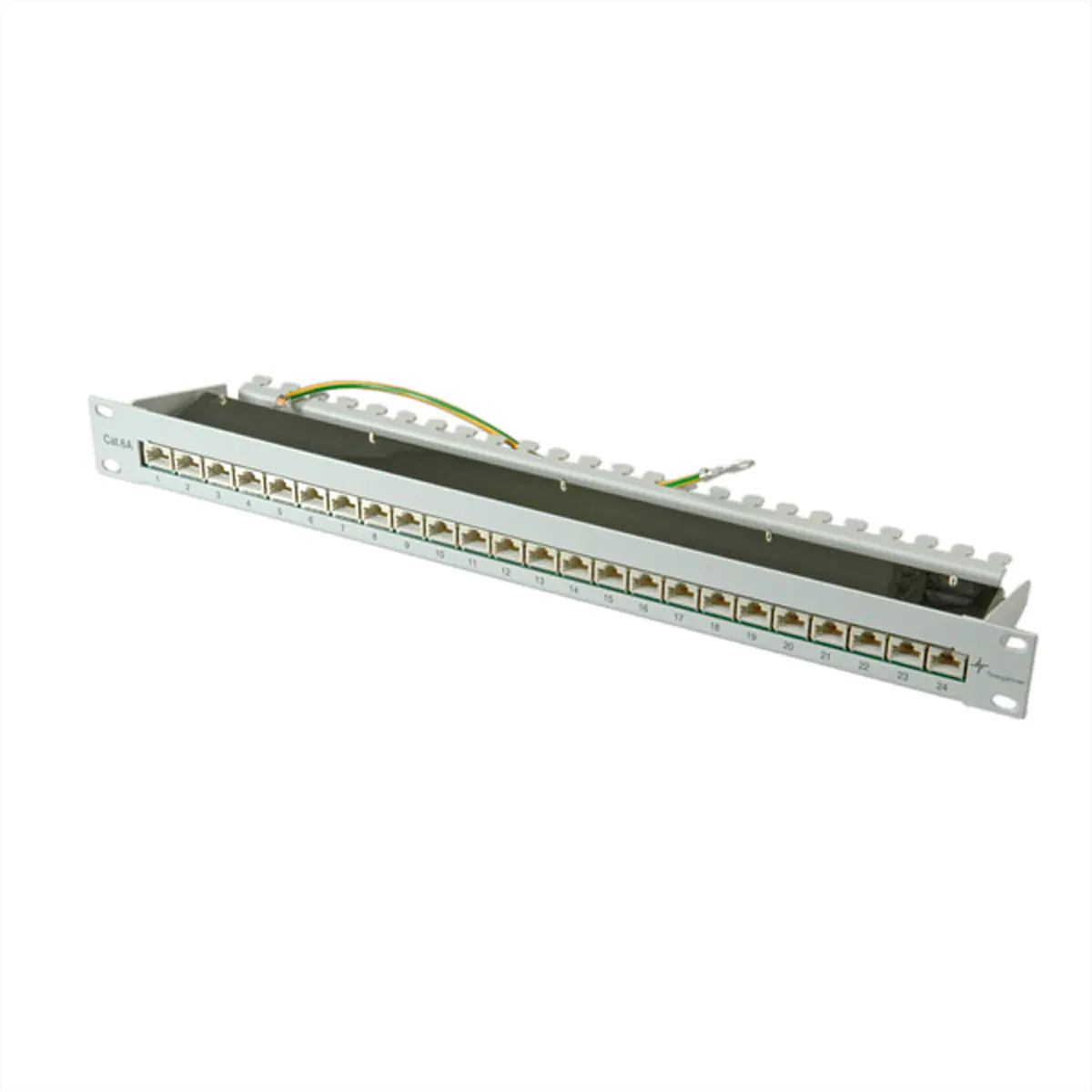 Telegärtner MPP24-HS - Patch Panel - CAT 6a - STP - RJ-45 X 24 - Hellgrau, RAL 7035 - 1U - 48.3 cm (19")