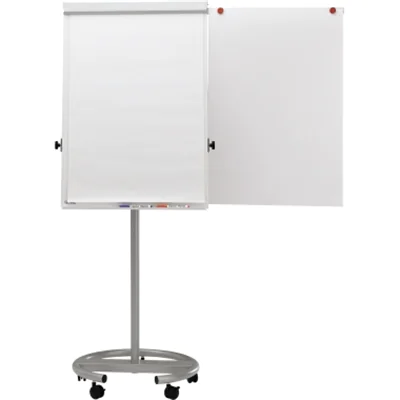 MAUL Mobiles Flipchart MAULoffice mit Ablageschale Rundfuß mit 5 Rollen Stahl silber