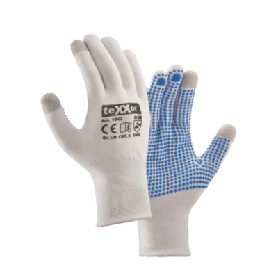 teXXor® Arbeitshandschuhe TOUCH 10 Nylon/Elasthan/Kupfer weiß/blau