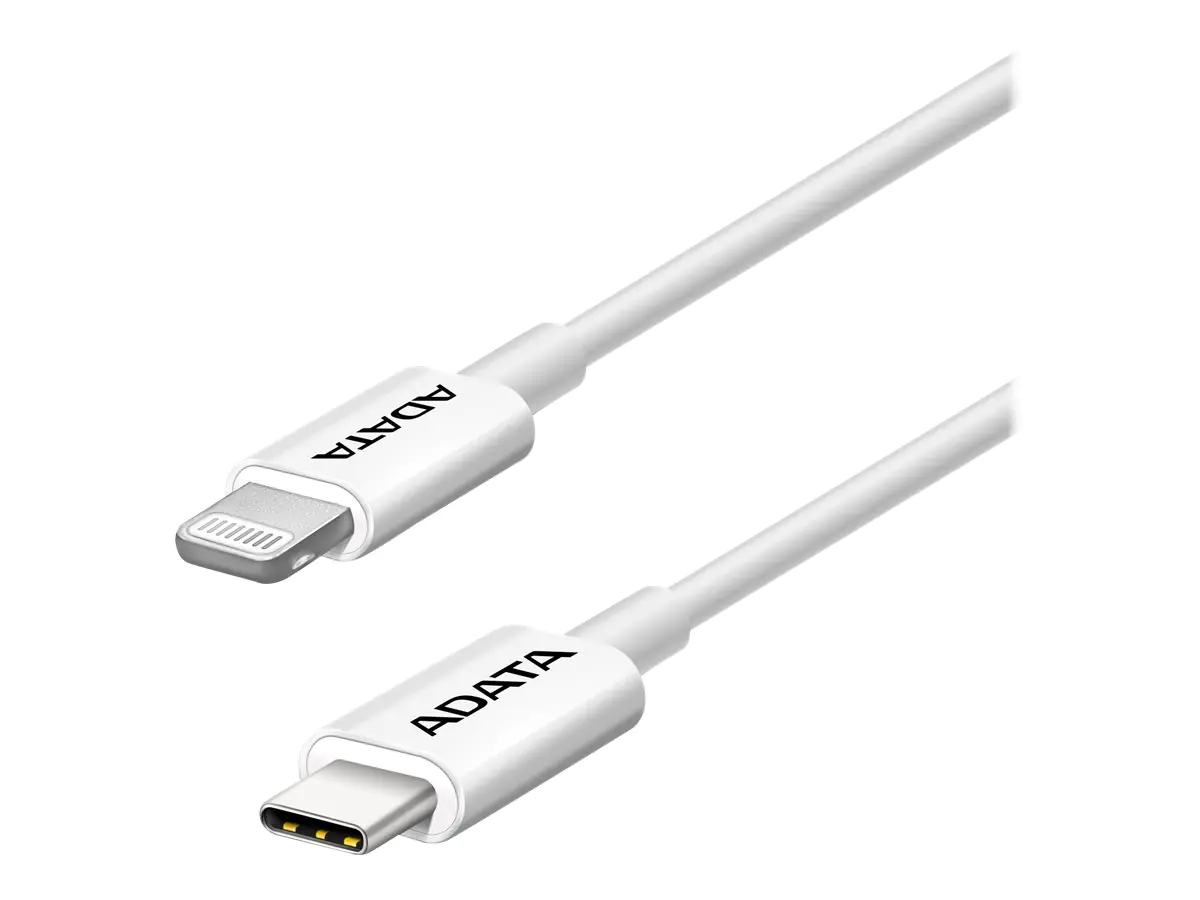 ADATA - Lightning-Kabel - Lightning männlich zu USB-C männlich - 1 m - abgeschirmt - weiß - unterstützt bis zu 30 W Spannungsversorgung - für Apple iPad/iPhone/iPod (Lightning)
