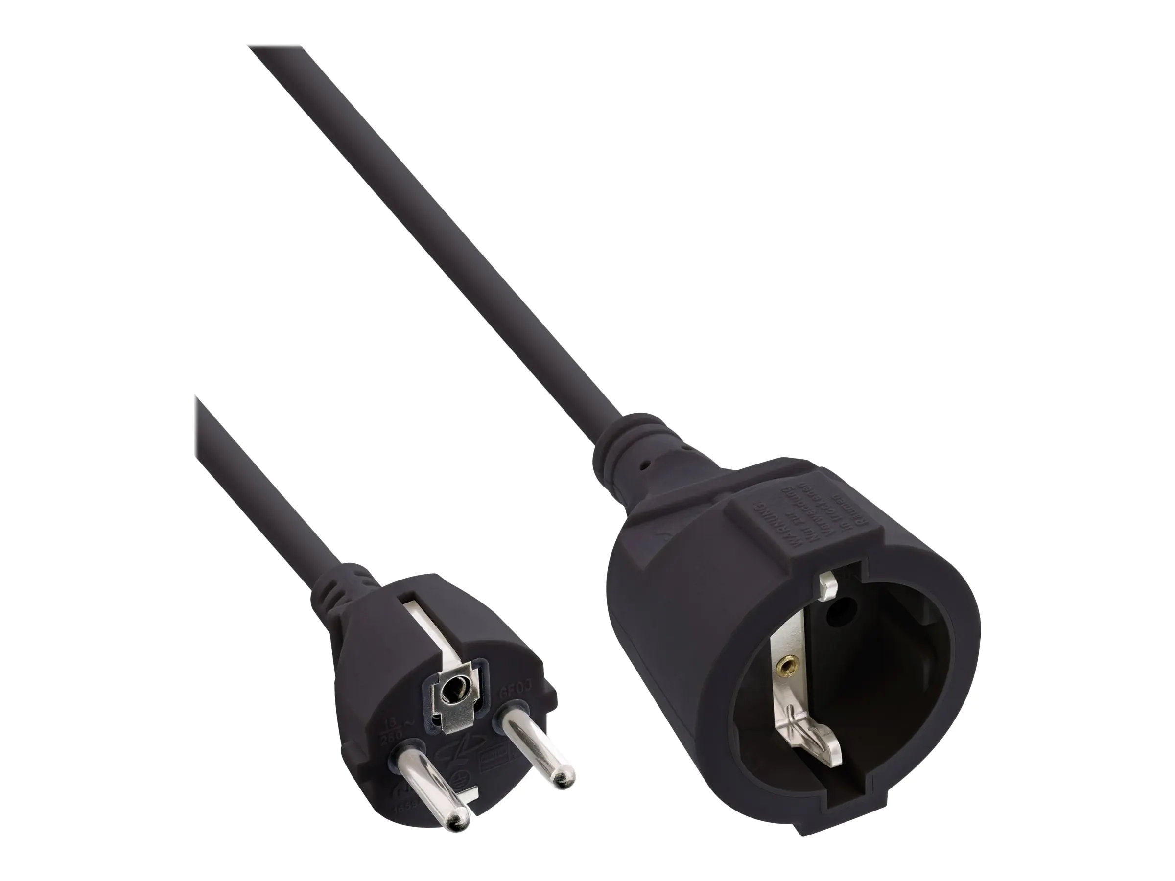 InLine - Spannungsversorgungs-Verlängerungskabel - power CEE 7/7 (M) zu power CEE 7/7 (W) - Wechselstrom 230 V - 15 m - Schwarz