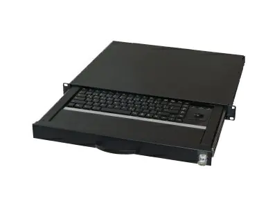 Aixcase Tastatur - Rack-montierbar - PS/2 - USB Deutsch - Schwarz - RAL 9005 - AIX-19K1UKDETB-B
