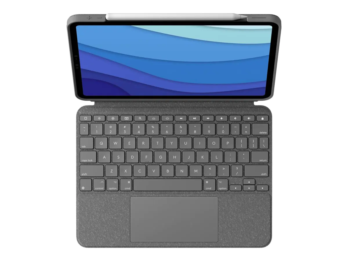 Logitech Combo Touch - Tastatur und Foliohülle - mit Trackpad - hintergrundbeleuchtet - Apple Smart connector - QWERTZ - Deutsch - Oxford Gray - für Apple 12.9-inch iPad Pro (5. Generation) 920-010208